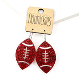 1.5" Glitter School Spirit Football Dangles - Custom Spirit Earrings