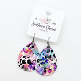 1.5" Purple Floral Mini Collection (Leather) -Earrings