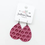 1.5" Purple Floral Mini Collection (Leather) -Earrings