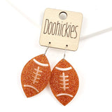 1.5" Glitter School Spirit Football Dangles - Custom Spirit Earrings