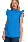 The Ashley Ocean Blue Bubble Mock Neck Top