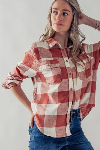 The Leah Clay Plaid Flannel Button Down Top