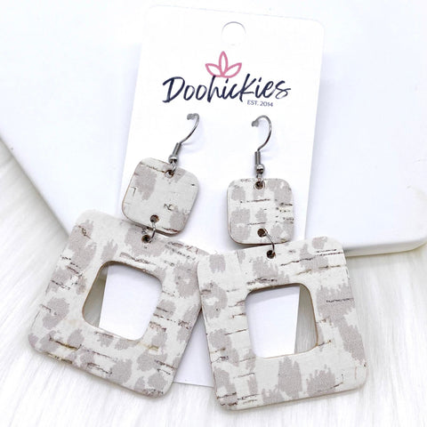 2.5" Nude Leopard Square Corkies -Earrings