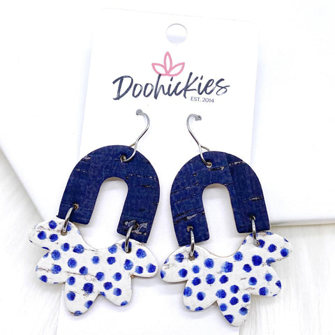 2.5" Navy & Blueberry Dot Lucy -Earrings