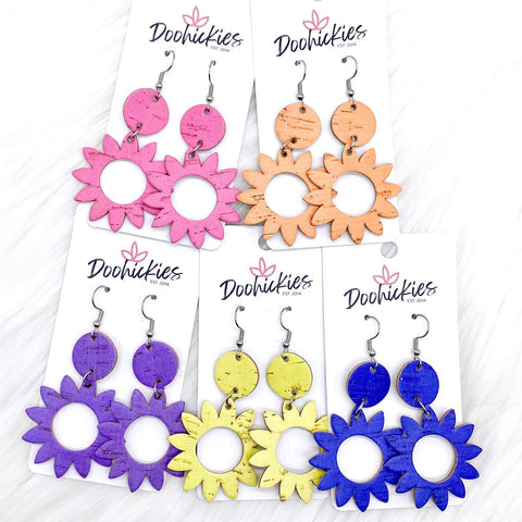 2.5" Daisy Piggyback Corkies (5 Colors) -Earrings