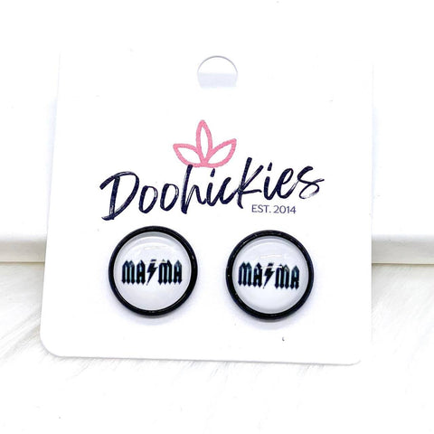 12mm Mama Singles in Black Settings -Earrings