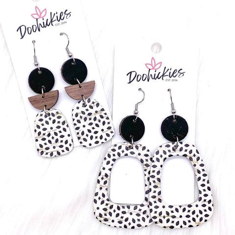 Black & White Abstract Bell Collection -Earrings