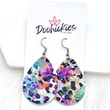 1.5" Purple Floral Mini Collection (Leather) -Earrings