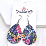 1.5" Sparkles Floral Mini Collection (leather) -Earrings