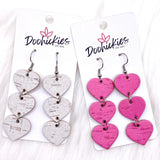 2.5" Valentine Heart Drop Corkies -Earrings
