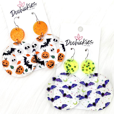 2.5" Halloween Acrylic Piggybacks - Halloween Earrings