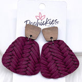 2" Walnut & Fall Braided Jasmine Dangles -Fall Leather Earrings