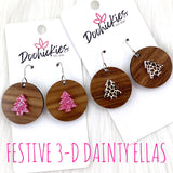 1.25" Festive 3-D Dainty Ella Dangles - Christmas Earrings