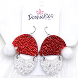 2" Puff Ball Santas -Christmas Cork Earrings