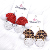 2" Puff Ball Santas -Christmas Cork Earrings