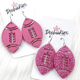 2" Pink Out Football Acrylic Dangles - Breast Cancer Awareness Earrings