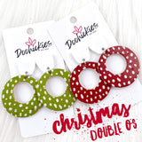 2" Christmas Doodle Dot Lil' O Dangles - Cork Earrings