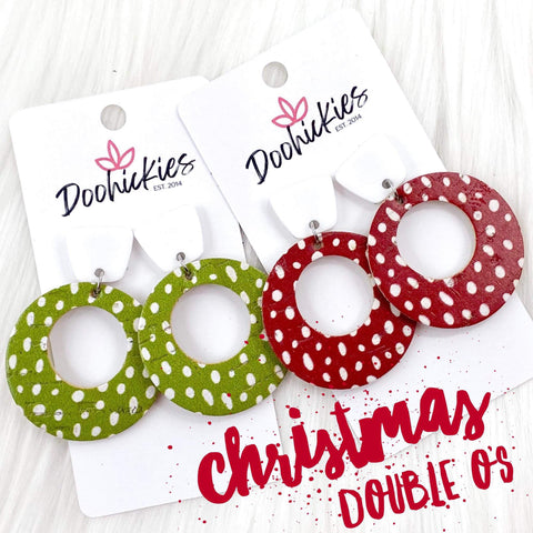 2" Christmas Doodle Dot Lil' O Dangles - Cork Earrings