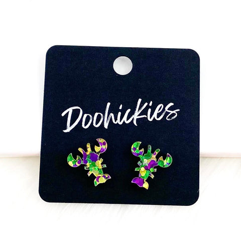 Mardi Gras Glitter Crawdaddies Studs -Earrings (Copy)