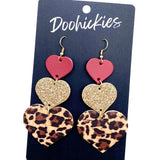 3.5" Mit it up Waterfall Hearts -Valentine's Earrings