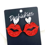 Sparkly Saffiano Smooches -Valentine's Acrylic Earrings