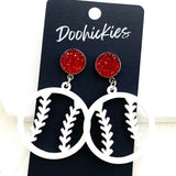 2" Custom Cutout Baseball Dangles -Baseball Earrings