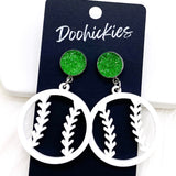 2" Custom Cutout Baseball Dangles -Baseball Earrings