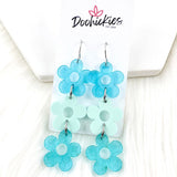 2.75" Shimmer Pastel Daisy Blossom Drops- Spring Earrings