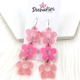 2.75" Shimmer Pastel Daisy Blossom Drops- Spring Earrings