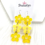 2.75" Shimmer Pastel Daisy Blossom Drops- Spring Earrings