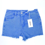 Acid Wash Frayed Hem Shorts: Ocean Blue