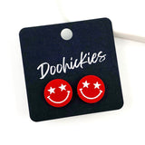 15mm Star Struck Smilies- Patriotic Earrings