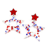 1.75" Star Spangled Cutout Stars - Patriotic Acrylic Earrings