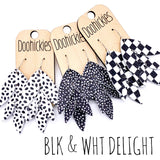 2.5" Black & White Delight Lilli Belle Collection - Leather Earrings