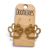 1" Glitter School Spirit Paw Dangles - Custom Spirit Earrings