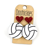 1.9" Custom I Heart Volleyball Dangles - Sports Earrings