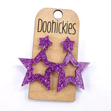 1.75" Glitter School Spirit Cutout Star Dangles - Custom Spirit Earrings