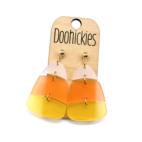 2" Candy Corn Acrylic Dangles - Halloween Earrings