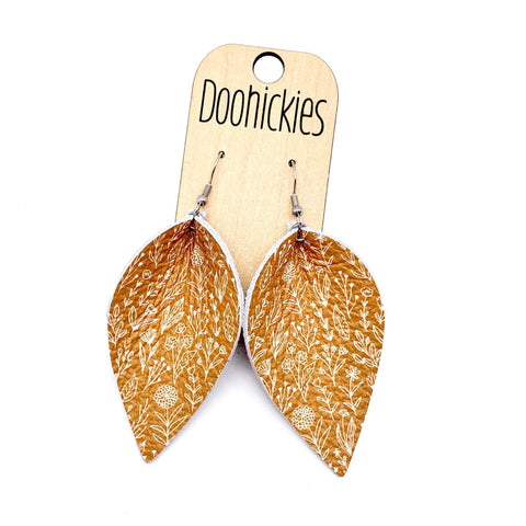 2.5" Harvest Floral Petals - Fall Leather Earrings