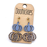 Fall Double Leopard Pumpkin Dangles - Fall Acrylic Earrings