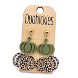 Fall Double Leopard Pumpkin Dangles - Fall Acrylic Earrings