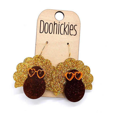 2" Nerdy Turkey Acrylic Dangles - Fall Earrings