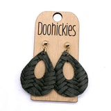 2" Fall Braided Rain Drops - Leather Earrings