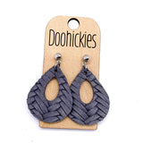 2" Fall Braided Rain Drops - Leather Earrings