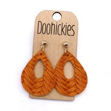 2" Fall Braided Rain Drops - Leather Earrings