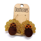 1.5" Nerdy Turkey Acrylic Dangles - Fall Earrings