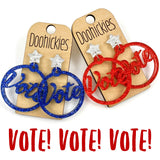 1.75" Glitter Vote Dangles - Political Acrylic Earrings