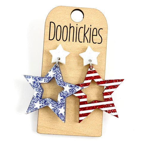 1.75" Star Spangled Cutout Stars - Patriotic Acrylic Earrings (Copy)