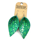 2.5" Metallic Christmas Leopard Petals - Leather Earrings