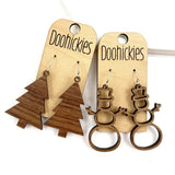 2.5" Vintage Christmas Dangles - Wood Earrings